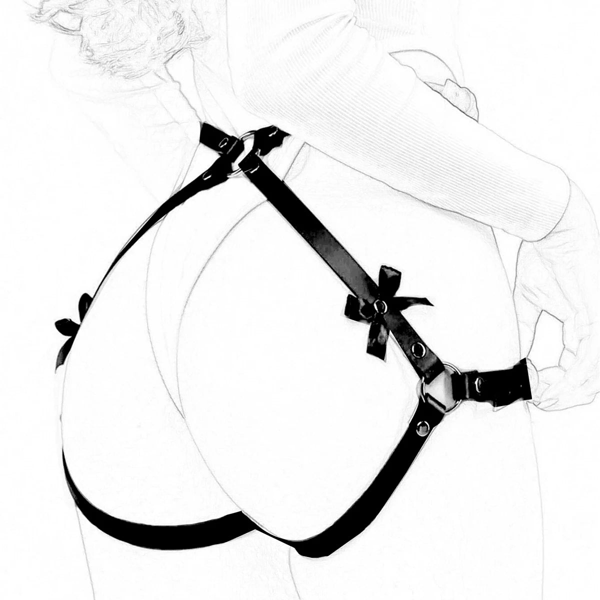 Sexy Lingerie Women's Bowknot Leg Harness Faux Leather Buttocks Adjustable Suspenders Gothic Garter Thigh Sword Belt Fetish Seks