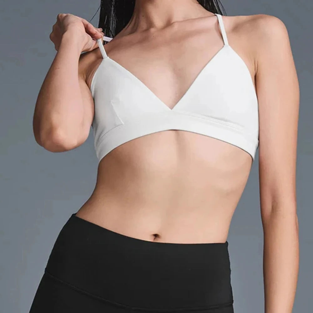YOGA Bra for Women Naked Feeling Strappy Padded Sports Bras Fitness Workout Top Criss Cross Back Yoga Sports Bras No Steel Ring