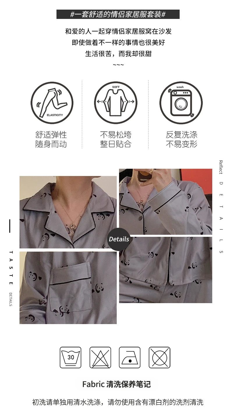 Pajamas Women Pajama Man Set Cotton Plus Size Spring Autumn Long-sleeved Korean Cardigan Casual V-neck Nightwear Couple Pyjamas