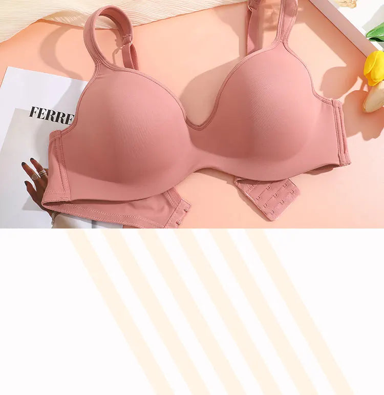 FINETOO 1Pc Women's Plus Size Underwire Full Coverage Unlined Seamless Bra Wide Straps Wireless Bras for Women Push Up Brassiere