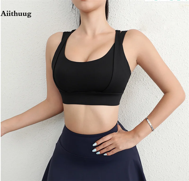 Aiithuug Sports Bras for Yoga Gym Workout Crop Top Fitness Tops Bounce Control Jogging Bras Push Up Running Top Active Wear