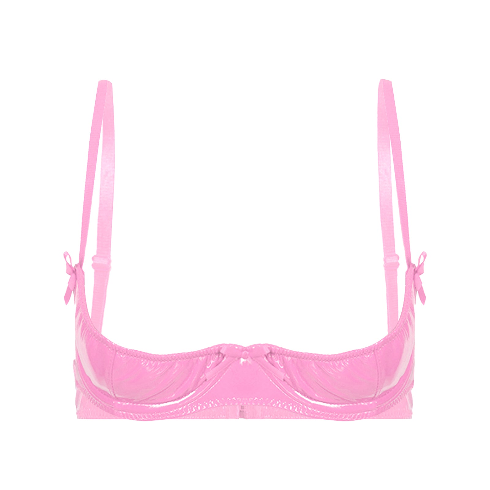 Womens Lingerie Open Breast Bras Wet Look Patent Leather Sexy Open Chest Quarter Cup Brassier Strappy Underwired Bra Underwear