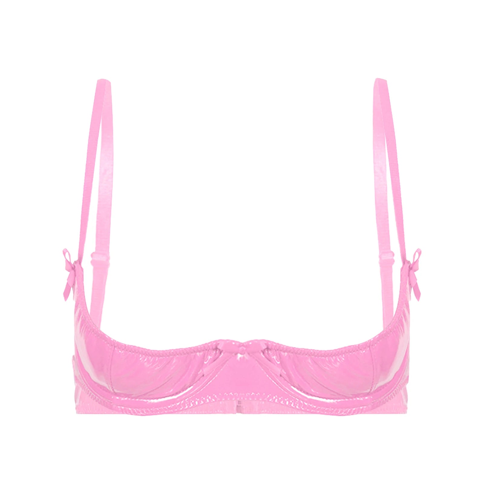 Womens Lingerie Open Breast Bras Wet Look Patent Leather Sexy Open Chest Quarter Cup Brassier Strappy Underwired Bra Underwear