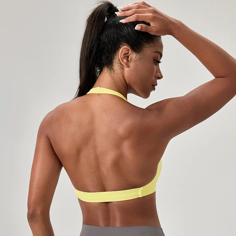 Sports Yoga Bra for Women Halter Neck with Stylish Back Design Sexy Gym Bra for Running Fitness Sports Bras
