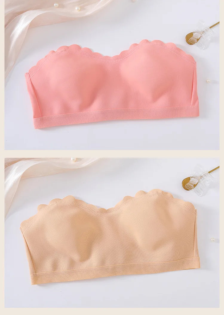 Lingerie Wireless Gather Bra Women Invisible Bra Front Buckle Push up Seamless Bra Sexy Strapless Underwear Waves Grain Bras