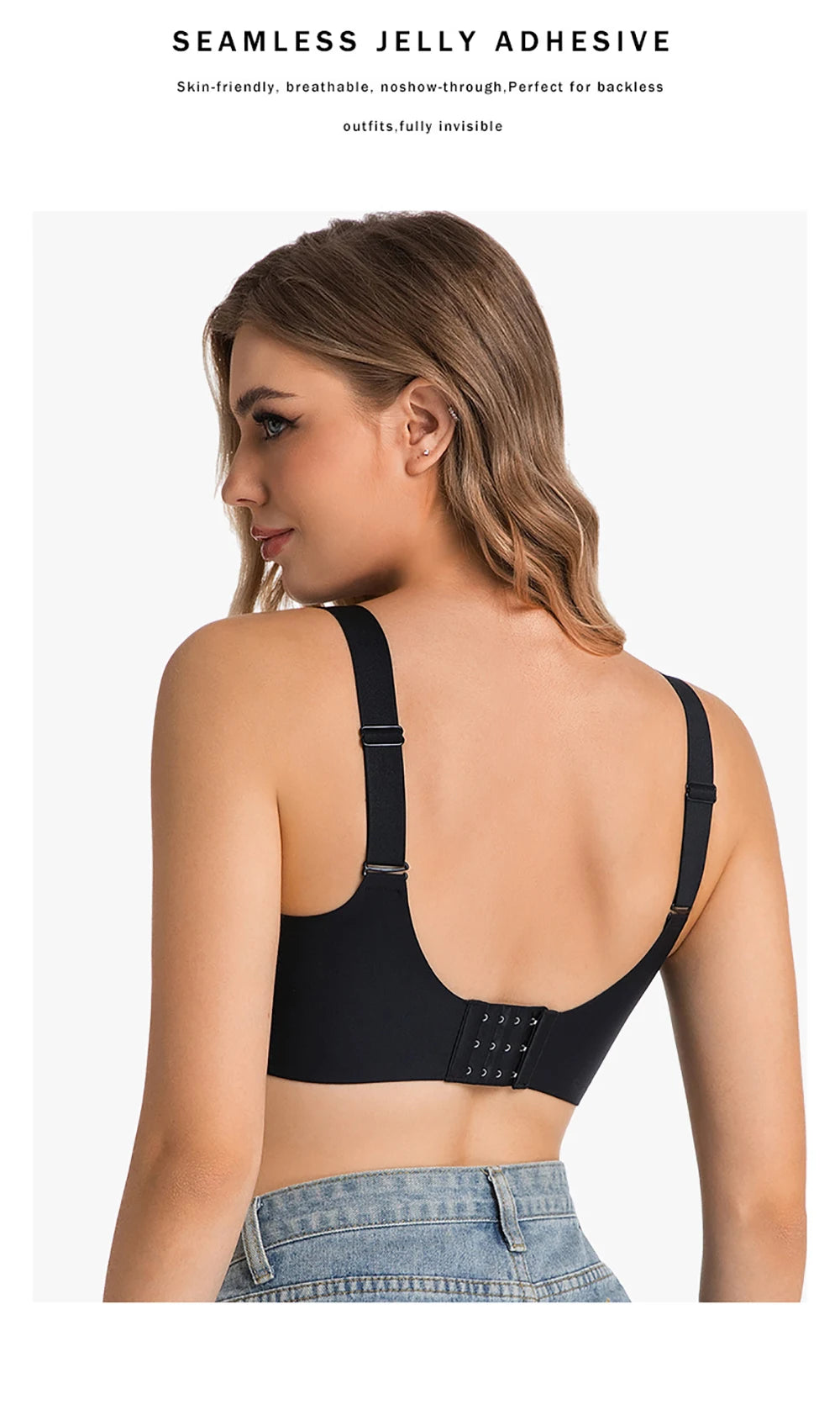 Jelly Wireless Bras For Women No Underwire Supportive Seamless Bra Comfort Soft Bralette Full Coverage Hide Back Fat T-Shirt Bra