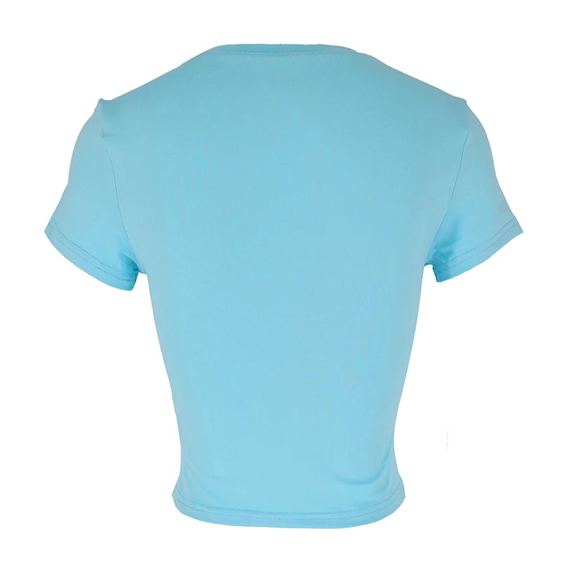 Sexy T-shirt Solid New Women Summer Streetwear Fashion O-Neck Short Sleeve Top Simple Basic Versatile Female Casual Slim T-shirt