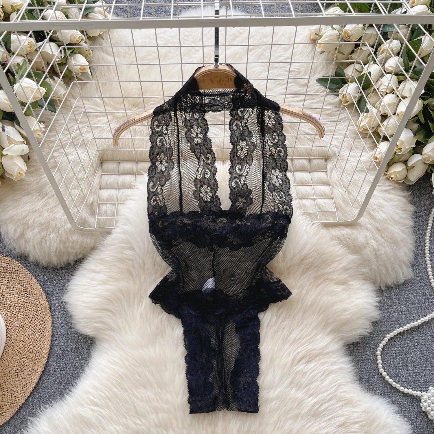 Backless Hotsweet Bow Lingerie For Women See Through Mesh Sexy Bunny Costume Lingerie Bodysuit 4 Piece Jumpsuit Spot Lace Cospla