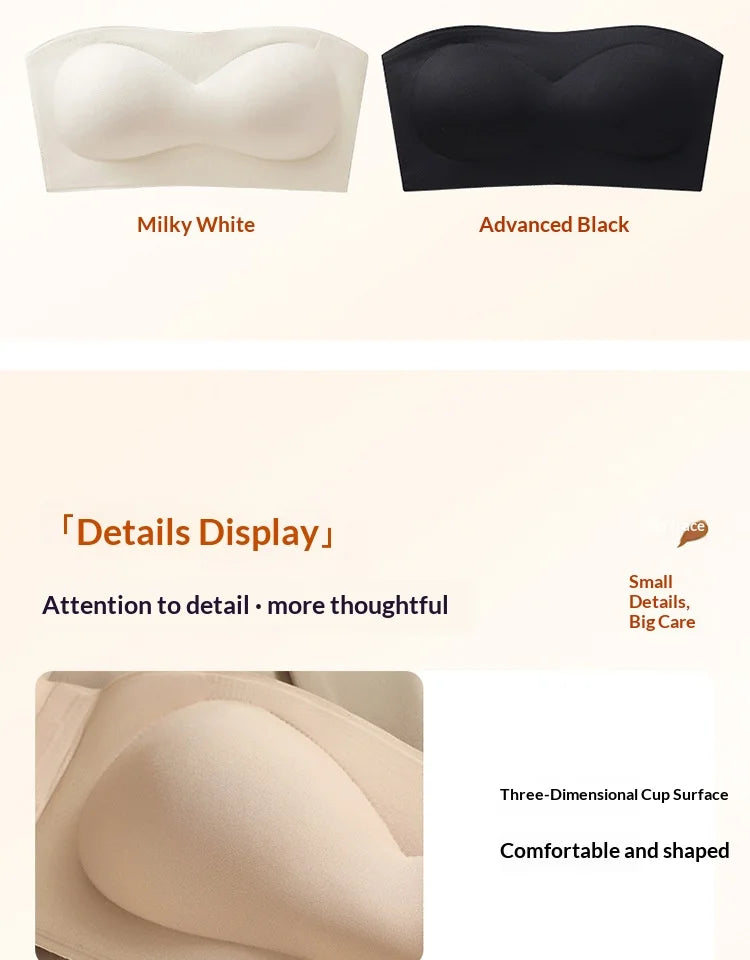 Non Slip Strapless Women's Hot Selling Bra, Small Chest Gathering, Lifting, Invisible and Breathable Liquid Foundation Underwear