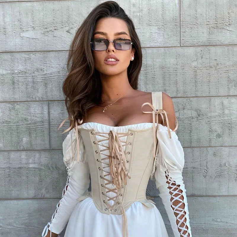Elegant Lolita Corset Evening Party Retro Bustier Top Women Lingerie Sexy Slimming Bandage Underbust Corsets Streetwear Clothing
