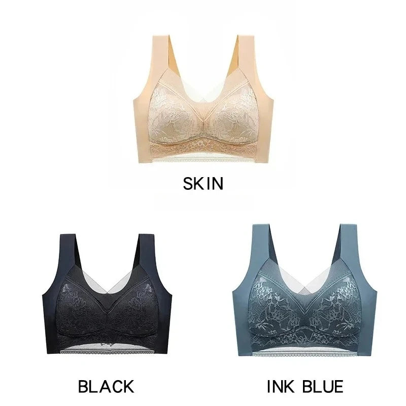 3 Pcs Women's Push Up Bralette Wireless Bras - 5cm Natural Lift, Seamless Lace Plus Size (L-6XL), No Underwire Comfort