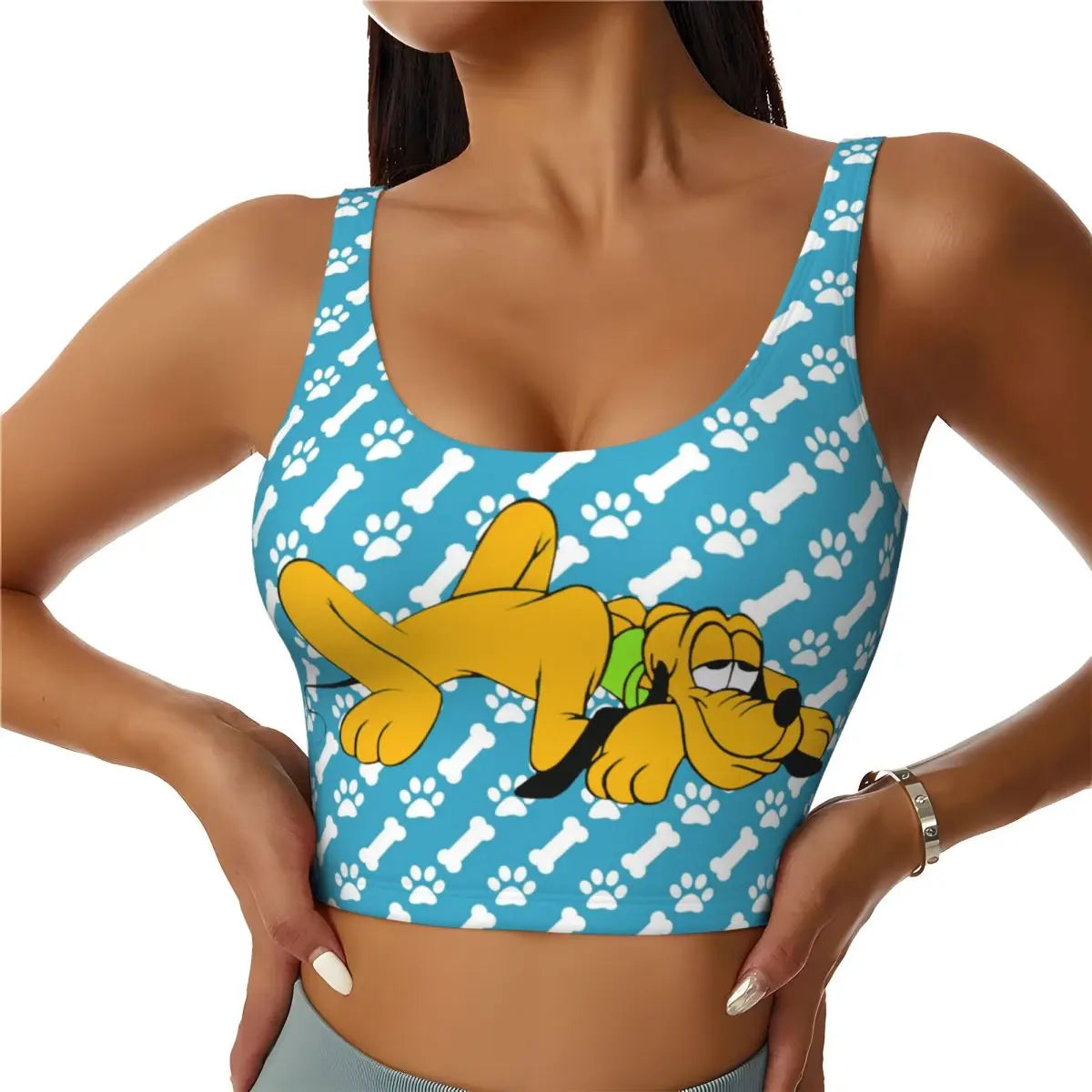 Custom Pluto Anime Manga High Impact Sports Bras for Women Classic Seamless Workout Yoga Crop Tank Tops