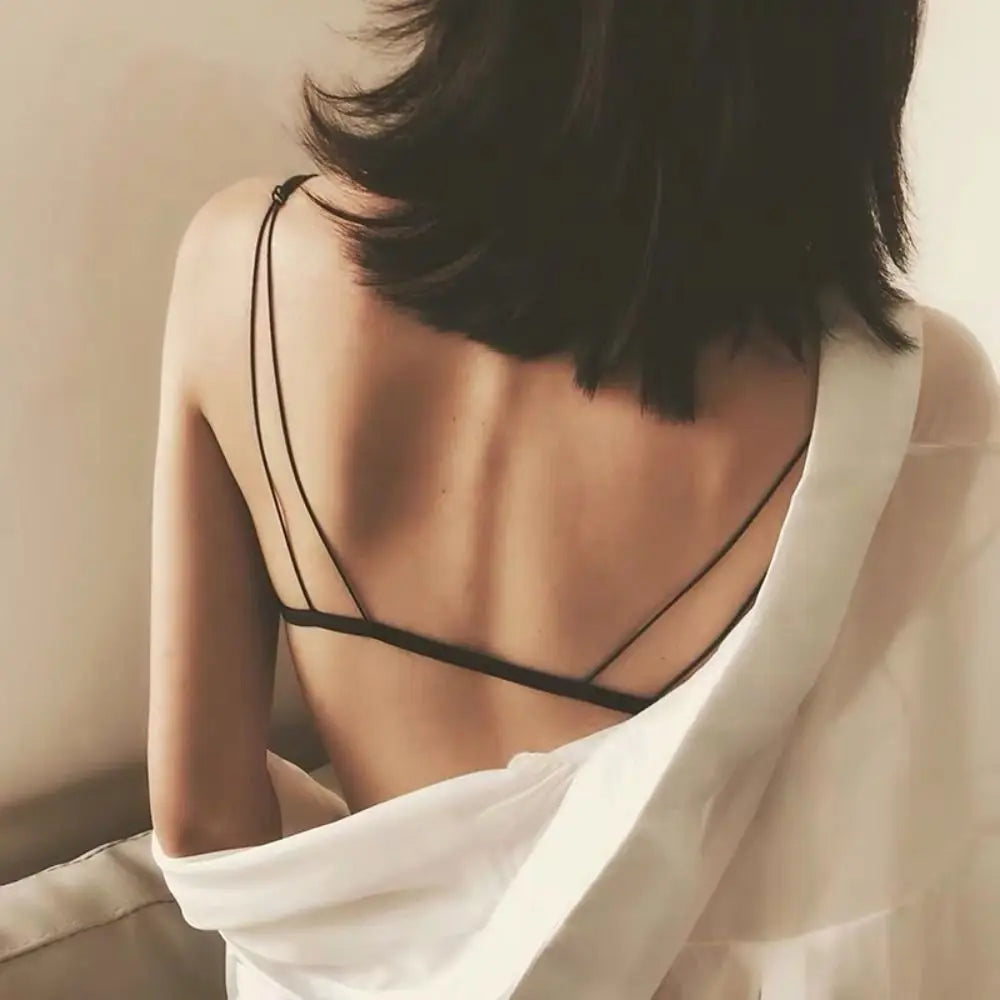 Fachion Triangle Bras for Women Beauty Back Push-up French Style Bra Thin Strape Solid Color Wireless Bra Girls