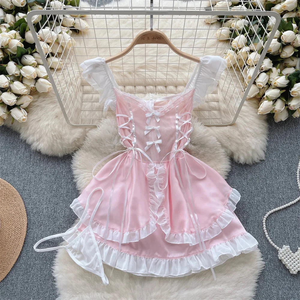 Backless Hotsweet Bow Lingerie For Women See Through Mesh Sexy Bunny Costume Lingerie Bodysuit 4 Piece Jumpsuit Spot Lace Cospla