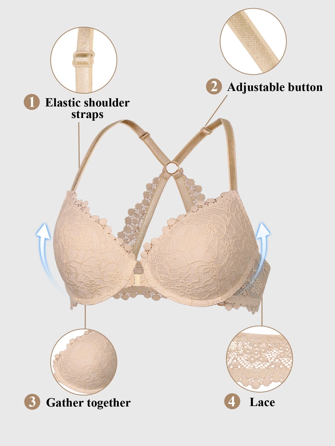 Women’s Sexy Lace Padded Wireless Bra with Comfortable Support, Adjustable Straps, Breathable for Daily Wear Multiple Occasions