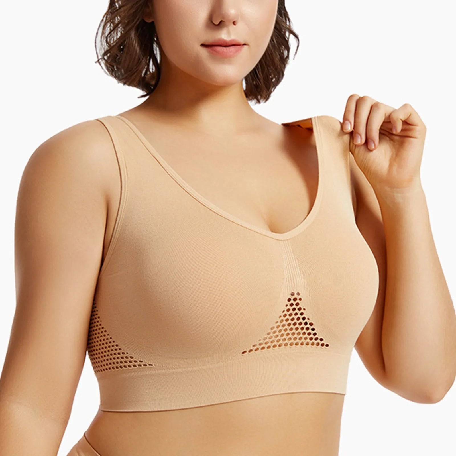 Breathable Sports Bra Top Fitness Women Brassiere Removable Padded Sport Bra Running Gym Seamless Push Up Bras