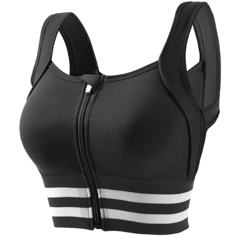 Sports Bras Zip Front For Women With Full Coverage Removable Padded Workout Bra Shockproof Yoga Underwear Running Fitness Vest