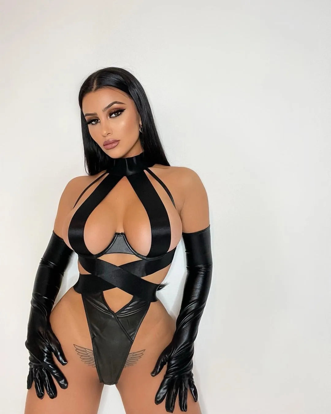 Ellolace Bandage Sexy Lingerie Bodysuit Women Halter Hollow Out Exotic Clothes Black Porn Bottom Sissy Hot Sensual Body