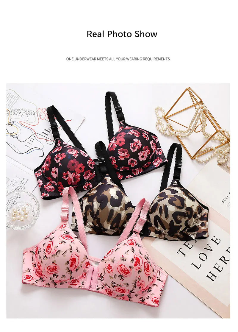 Seamless Sexy Bra For Women Push Up Thin Bras Wire Free Lingerie 3/4 Cup Bralette Underwear Breathable Front Closure Brassiere