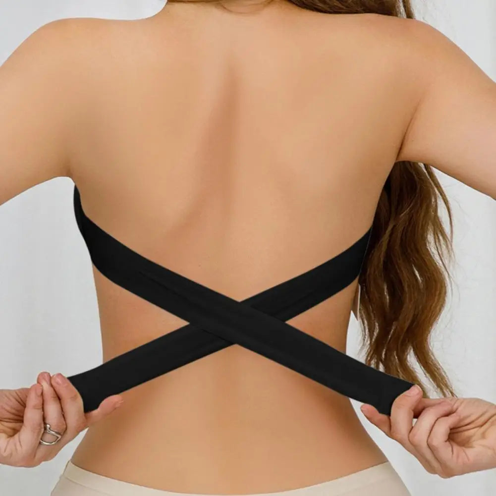 Invisible Bra with Side Breast Buttons Half Cup Contoured Cups Strapless Bra Anti-slip Off-shoulder Dress Top Pairing Bra