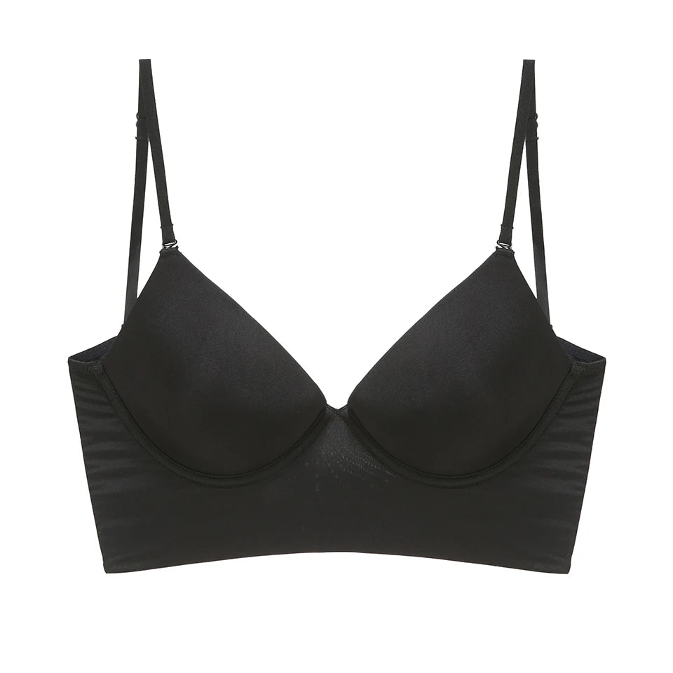 Low Back Bra for Women Seamless Wired V Plunge Invisible Underwear Backless Bras Low Cut Multiway Halter Bra Sexy Cami Tank Top