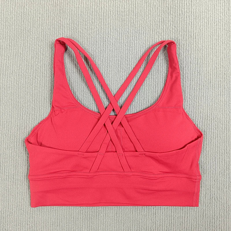 Yoga sports bra Solid color women's Bras Soft cross back sports bra fitness exercise tight fitting training  jogging sports bras