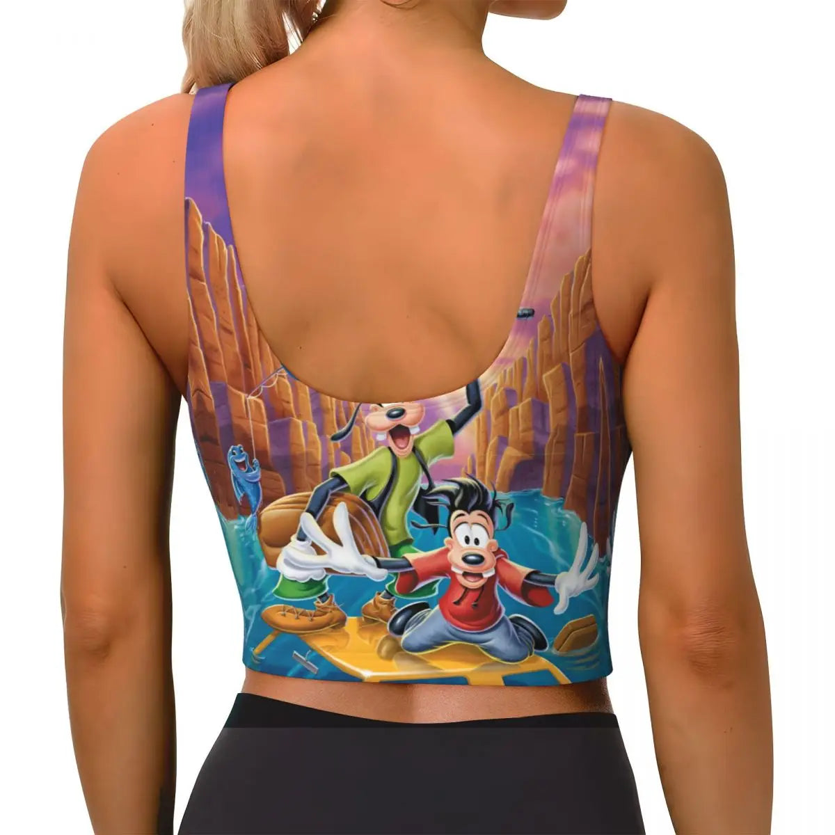 Custom Goofy Cartoons High Impact Sports Bras for Women Mangas Seamless Workout Running Crop Tank Tops