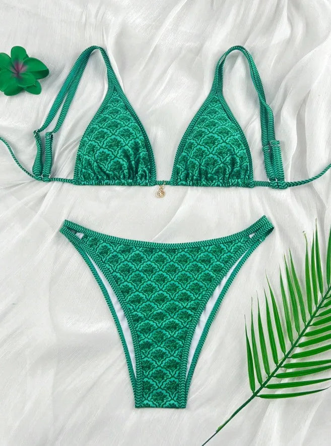 Swimwear Woman 2026 Bikini Triangle Top Blue Bikinis Thong Bottom Swimsuit Pink Adjustable Straps Two Piece Swimsuit High Cut