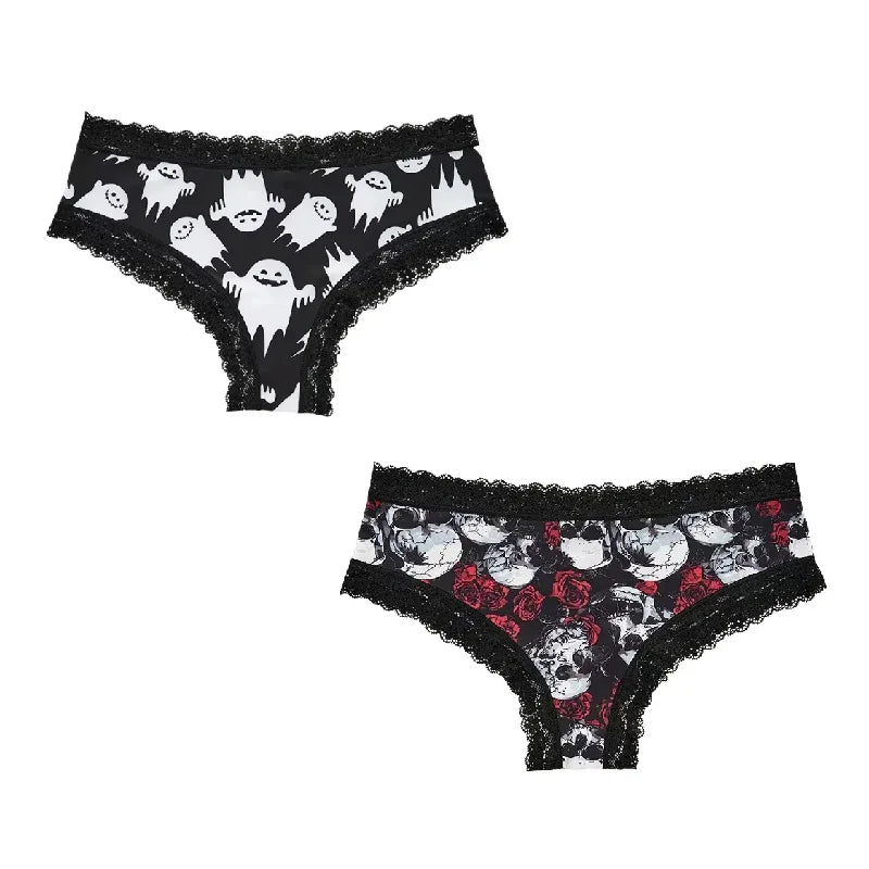 2Pc Set Lingerie Woman Sexy Underwear Lace Female Underwear Ghost Bat Butterfly Gothic Style Breathable Panties For Women