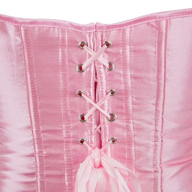 Corset Top Bustier Overbust Women Sexy Satin Lingerie Corselet Plus Size Red Black Green Pink Brown Gold Purple