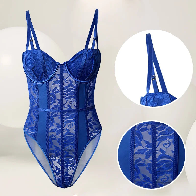 Bodysuit Light Compression Bodysuit Slimming Ladies Sexy Lace Corset Thin Sexy Jumpsuit Woman Bustier