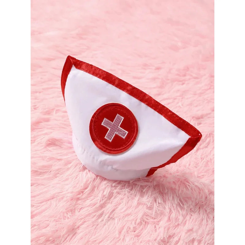 2027 Erotic Nurse Lingerie Set: See-Through Lace Bra, Panty & Garter Costume - Unleash Your Naughty Side