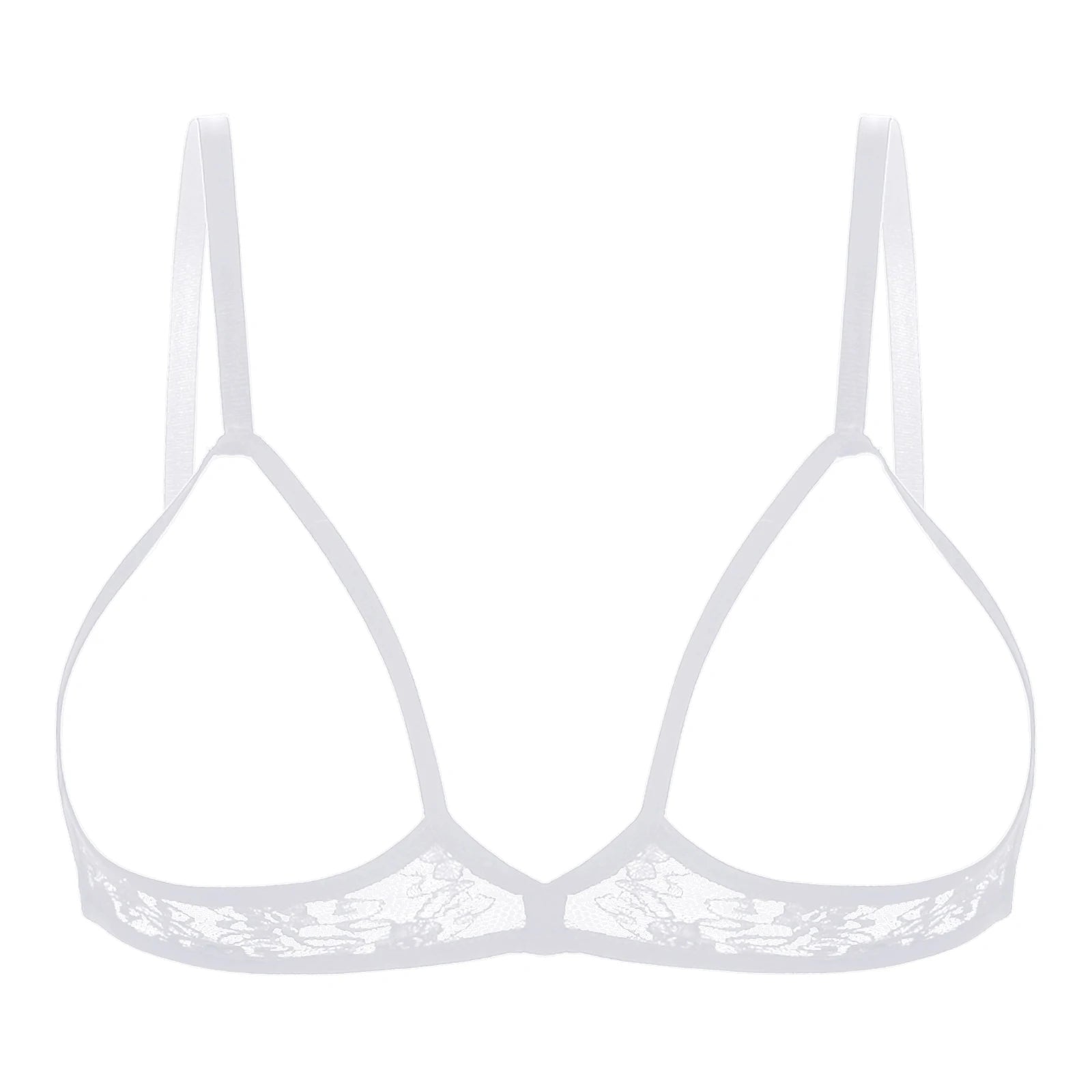 Women's Sexy Lingerie Bra Tops Sheer Floral Lace Hollow Out Wireless Bra Erotic Open Nipple Breast Unlined Bralette Underwear