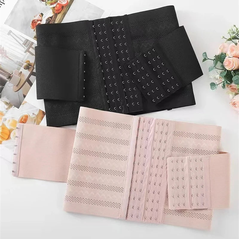 Shapewear Women Corset Belts Double Layer Waist Trainer Belly Shaper, 6-Row Hook Girdle Cincher, Tummy Shapewear Postpartum Flat