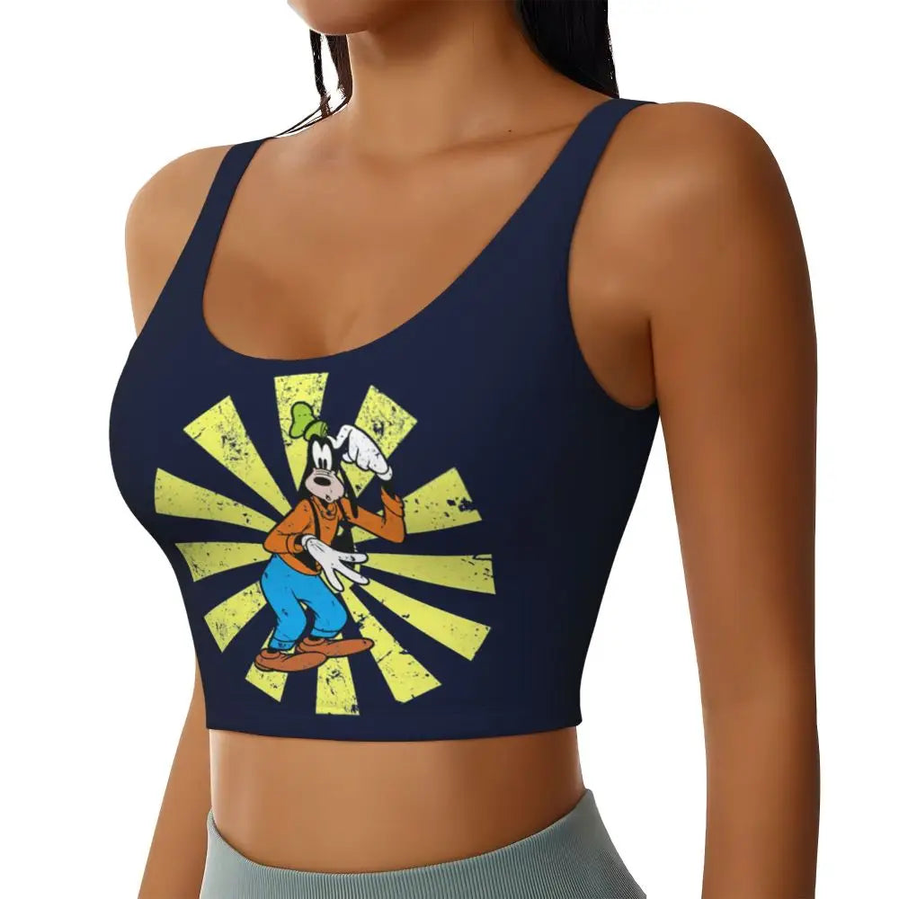 Custom Goofy Cartoons High Impact Sports Bras for Women Mangas Seamless Workout Running Crop Tank Tops