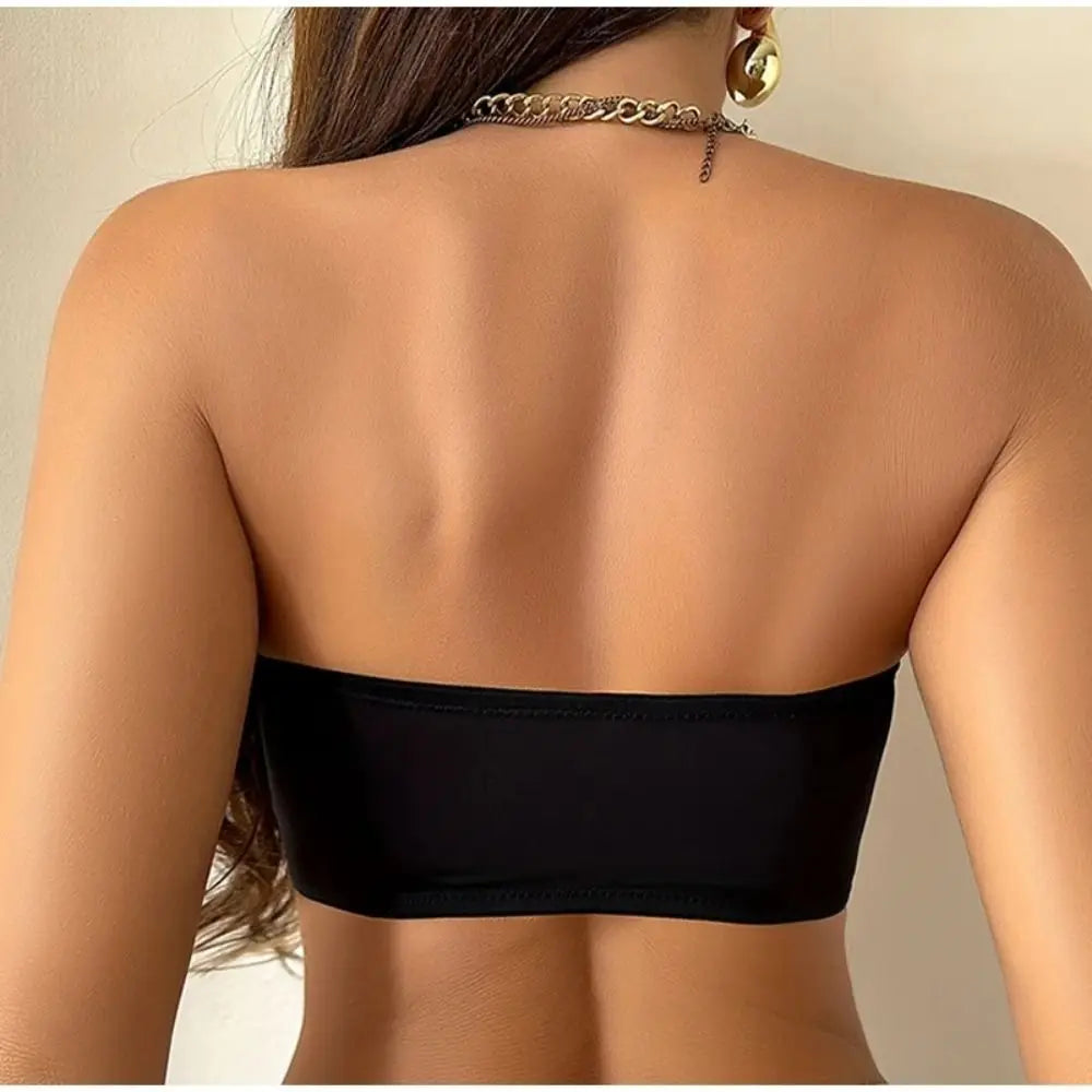 Breathable Soft Cushion Strapless Bra Wire Free Non-slip Design Front Button Bra No Steel Rings Seamless Ice Silk Bra