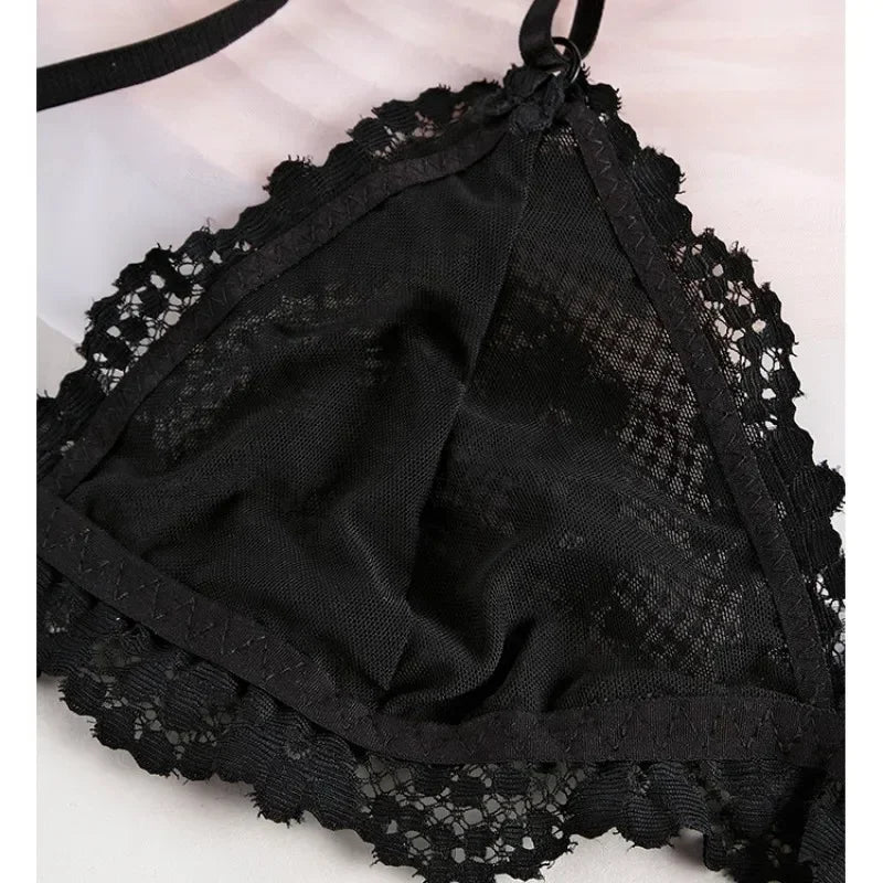 Lace Bras for Women Wireless Bralette Transparent Lace Underwear Women's Push Up Bra Solid Color Sexy Lingerie Backless Bra