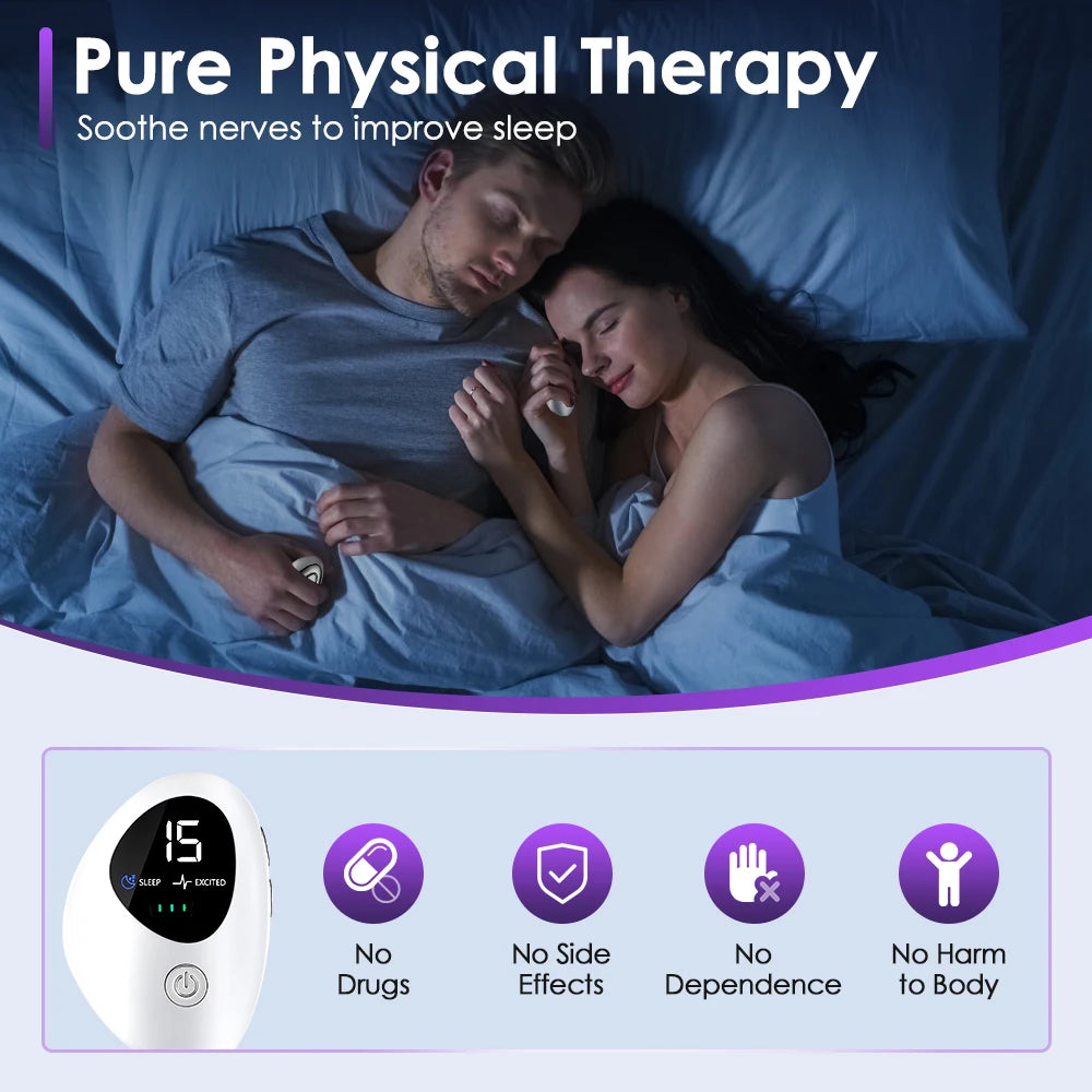Microcurrent Sleep Aid Device EMS Sleep Aid Machine Sleep Instrument for Insomnia Stress Anxiety Relief Palm Pulse Massager