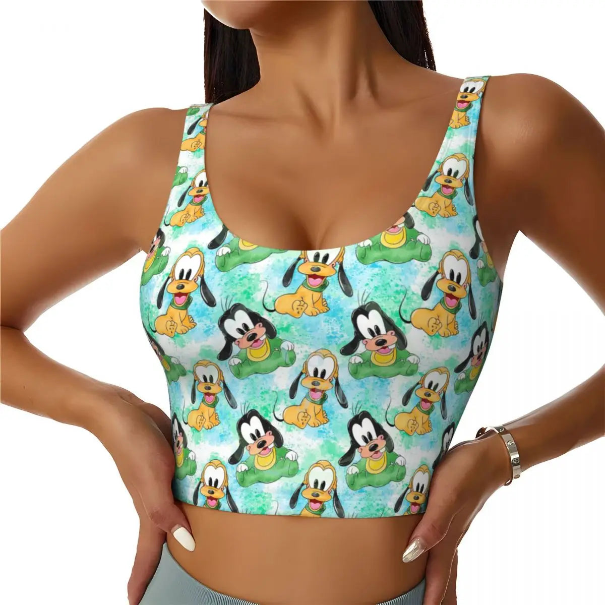 Custom Goofy Cartoons High Impact Sports Bras for Women Mangas Seamless Workout Running Crop Tank Tops