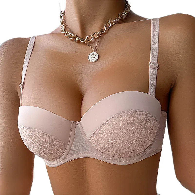 European and American  push-up lingerie for girls with large busts, supports and corrects side breasts, adjustable lace bra