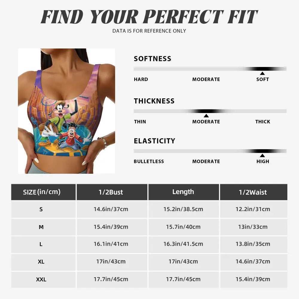 Custom Goofy Cartoons High Impact Sports Bras for Women Mangas Seamless Workout Running Crop Tank Tops
