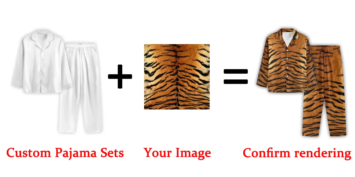 Men's Custom Patterned Pajama Sets Sleepwear Homewear Personalized Pattern Pajamas ADD Your Design Nightwear Customized Gifts