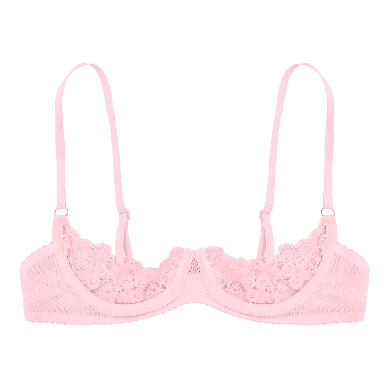 Sexy Womens Sheer Floral Lace Underwired Bra Underwear Unlined Brassiere Lingerie Bare Breast Exposed Open Nipples Bra Tops