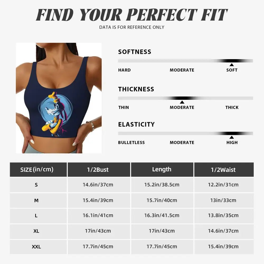 Custom Goofy Cartoons High Impact Sports Bras for Women Mangas Seamless Workout Running Crop Tank Tops