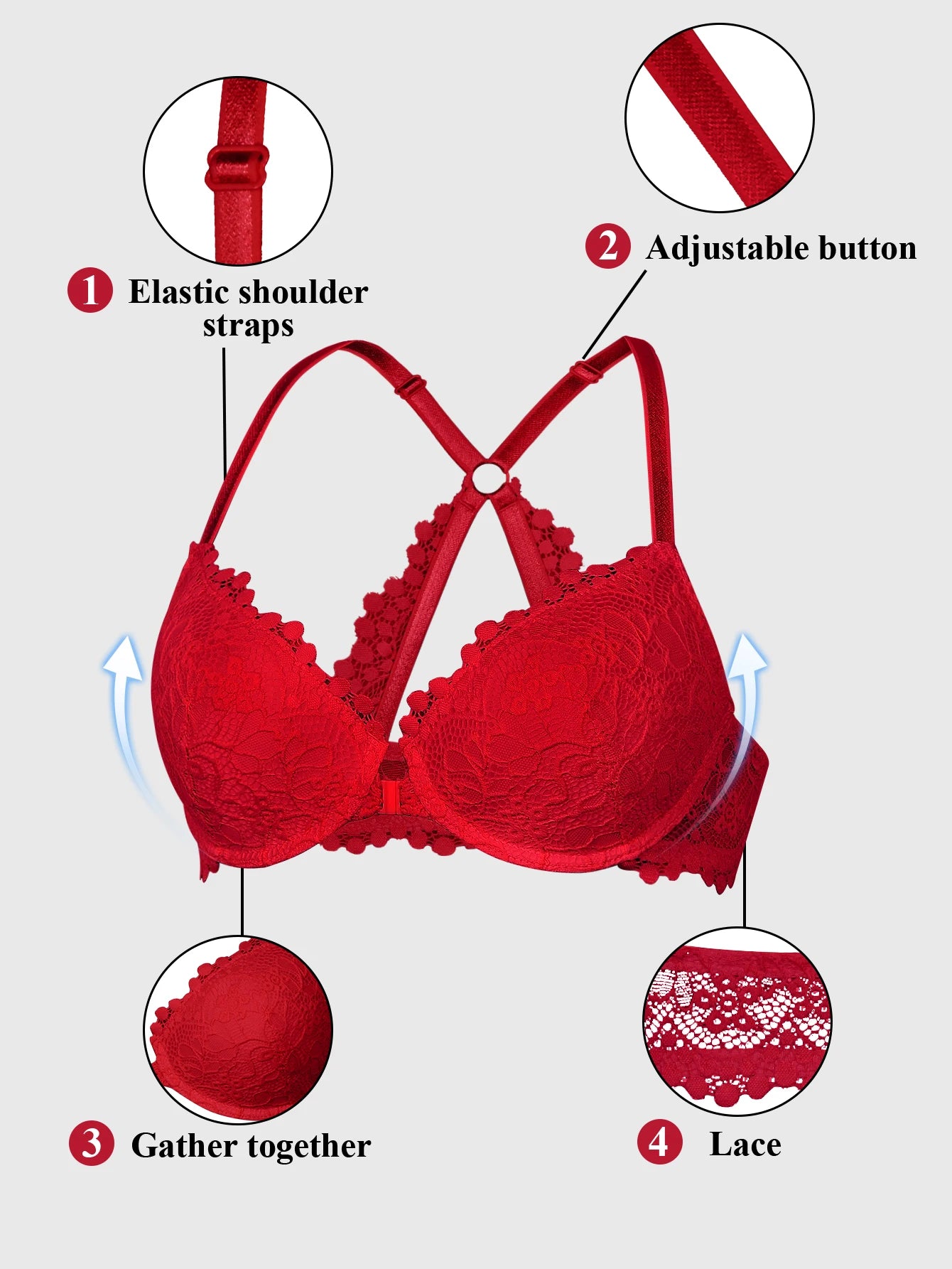 Women’s Sexy Lace Padded Wireless Bra with Comfortable Support, Adjustable Straps, Breathable for Daily Wear Multiple Occasions