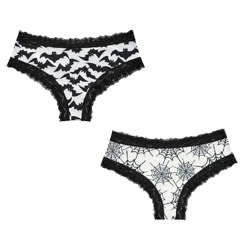 2Pc Set Lingerie Woman Sexy Underwear Lace Female Underwear Ghost Bat Butterfly Gothic Style Breathable Panties For Women