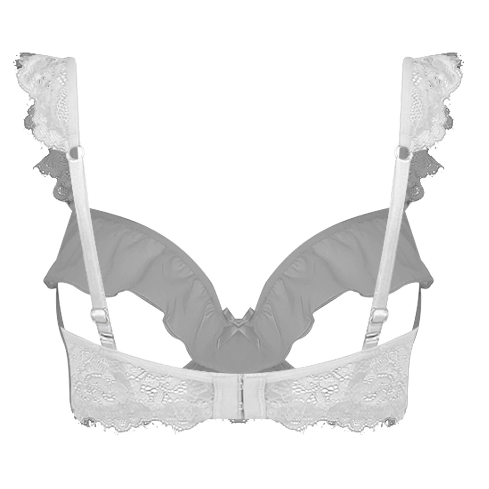 Sexy Womens Bare Breast Expose Nipples Bra Top Lingerie Cupless Ruffled Trim Push-up Underwire Eyelash Lace Balconette Bralette
