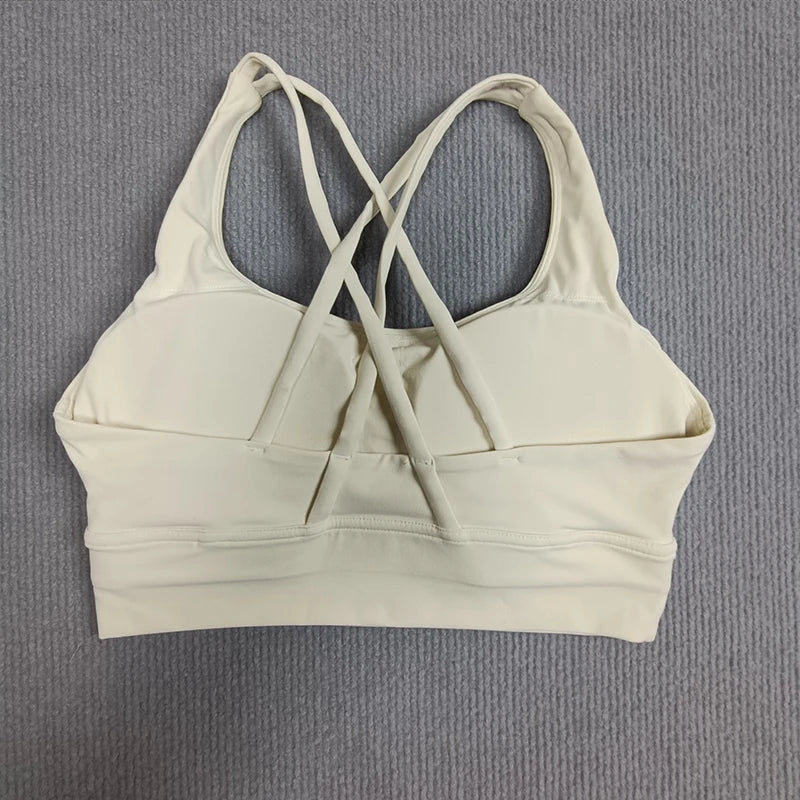 Yoga sports bra Solid color women's Bras Soft cross back sports bra fitness exercise tight fitting training  jogging sports bras