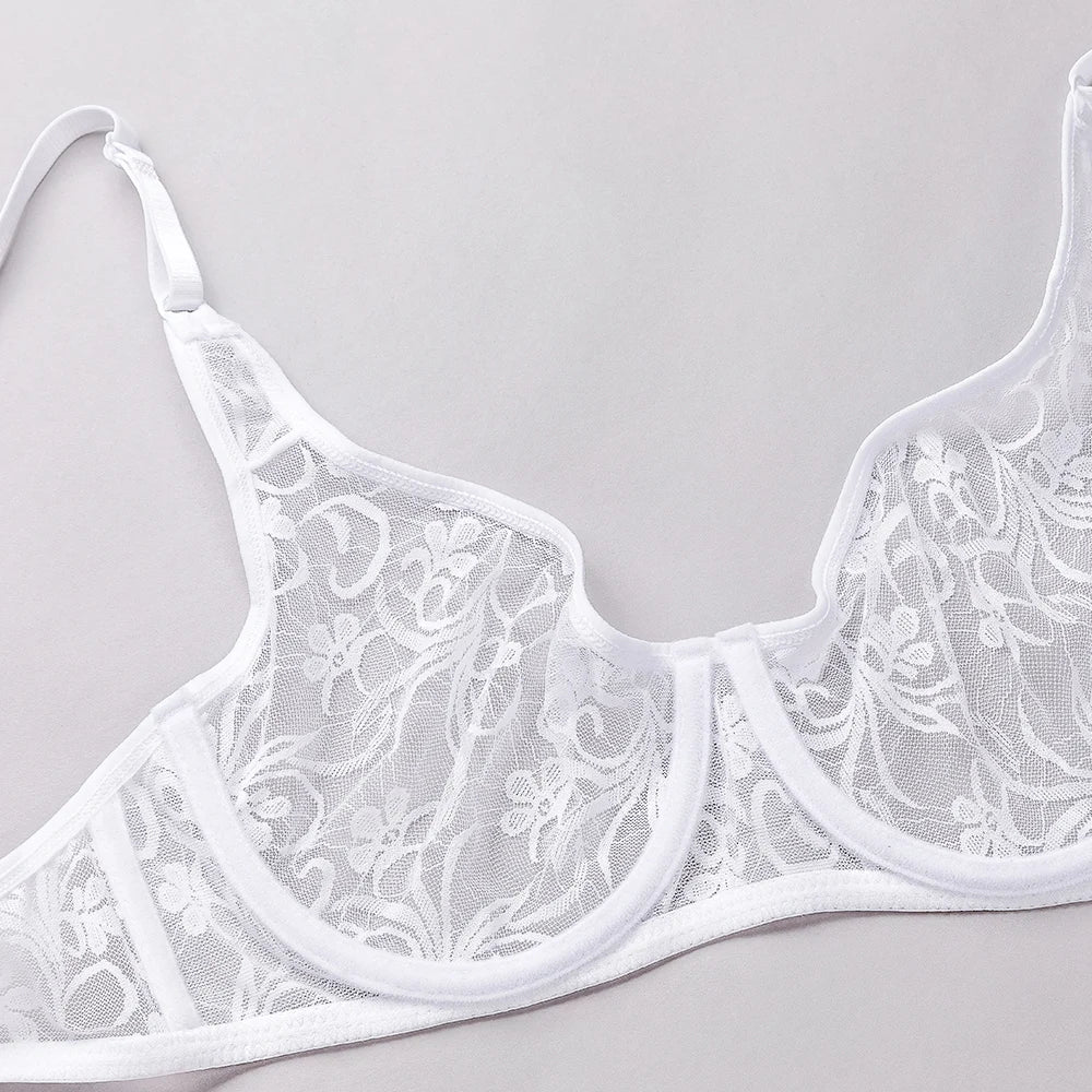 Sexy Womens Bras Unlined Underwire Lace Bra Bralette Unpadded Underwear See Through Lingerie Brassiere BH Top A B C D DD Cup
