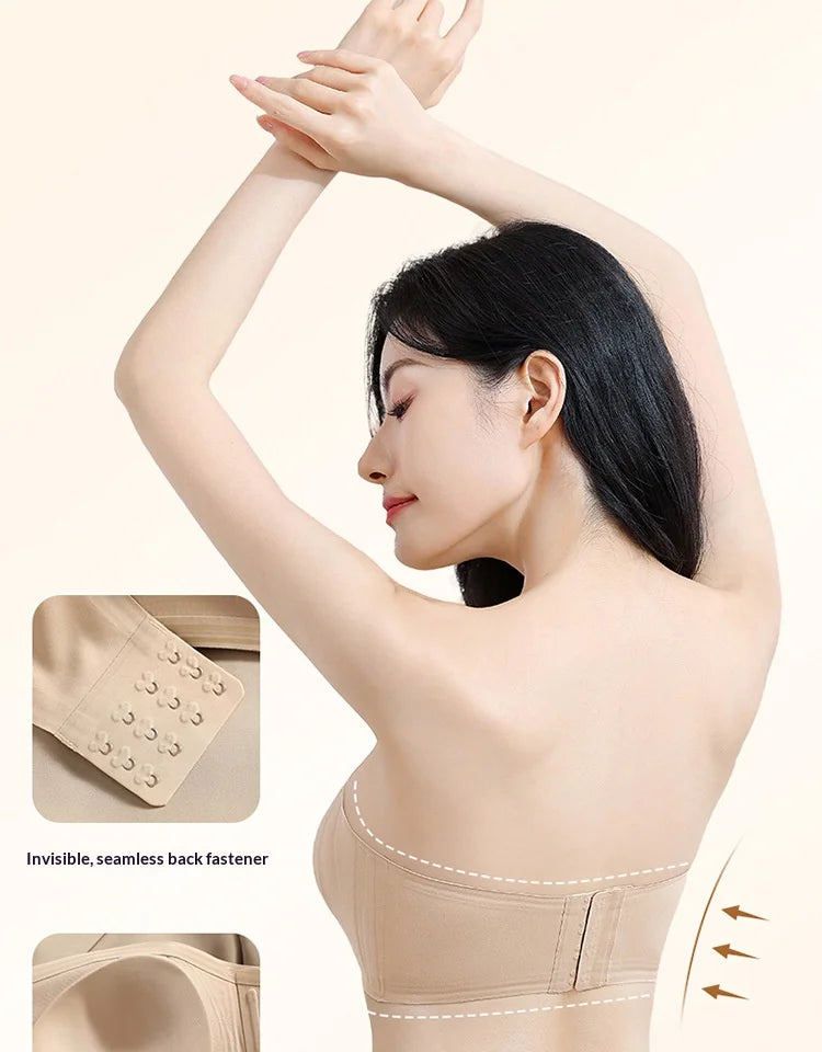Non Slip Strapless Women's Hot Selling Bra, Small Chest Gathering, Lifting, Invisible and Breathable Liquid Foundation Underwear